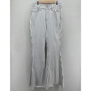 Judy Blue Super Flare Denim Jean Womens 13/31 White Navy Pinstripe‎ JB88231